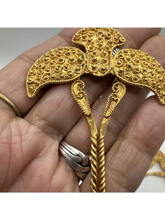 Set Of 3 Bright Gold Tone Ornate Hair Pins Accessories 5.5” Bali Bridal main image 6